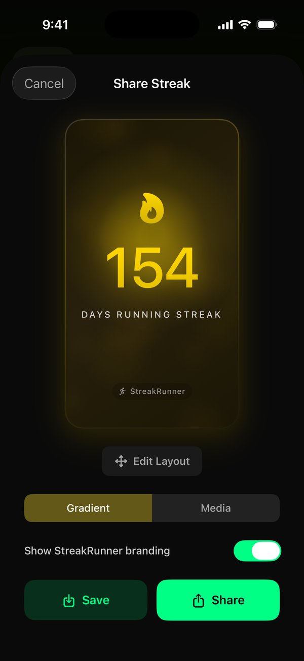 Streak Runner — Share cards